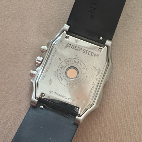 Philip Stein Stainless Steel Watch on Black Rubber Strap